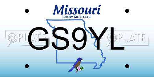 GS9YL Missouri License Plate