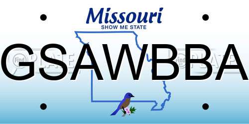 GSAWBBA Missouri License Plate