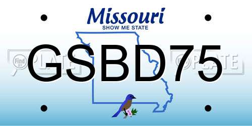 GSBD75 Missouri License Plate