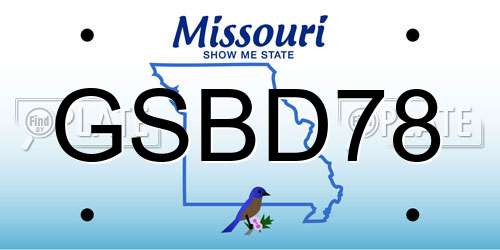 GSBD78 Missouri License Plate