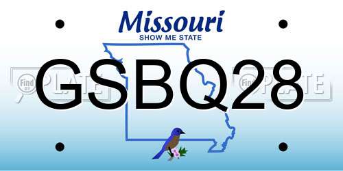 GSBQ28 Missouri License Plate