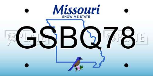 GSBQ78 Missouri License Plate