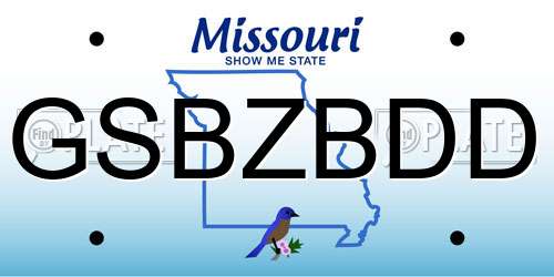 GSBZBDD Missouri License Plate