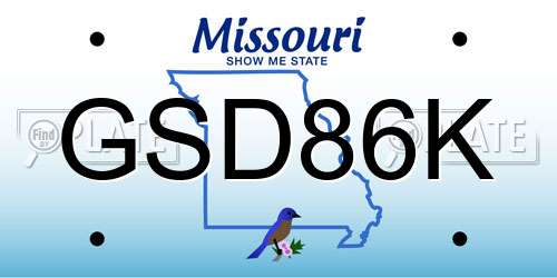 GSD86K Missouri License Plate