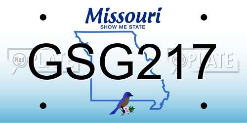 GSG217 Missouri License Plate