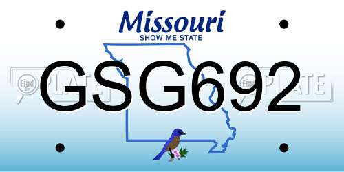 GSG692 Missouri License Plate
