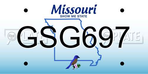 GSG697 Missouri License Plate