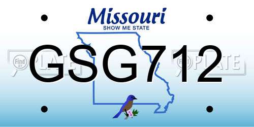 GSG712 Missouri License Plate