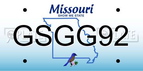 GSGG92 Missouri License Plate