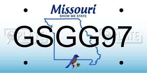 GSGG97 Missouri License Plate