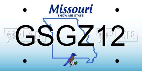 GSGZ12 Missouri License Plate