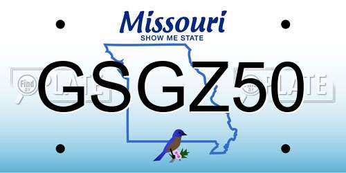 GSGZ50 Missouri License Plate