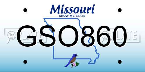 GSO860 Missouri License Plate