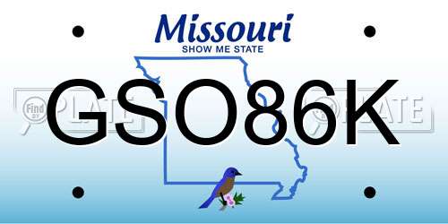 GSO86K Missouri License Plate
