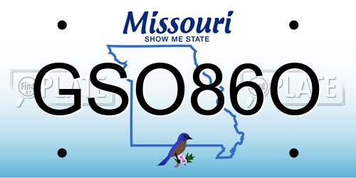 GSO86O Missouri License Plate