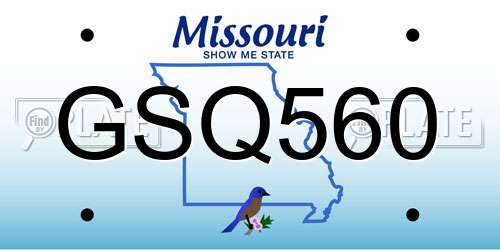 GSQ560 Missouri License Plate