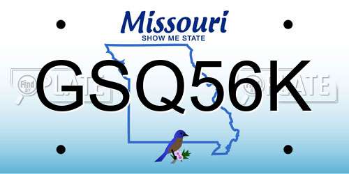 GSQ56K Missouri License Plate