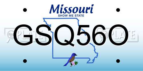 GSQ56O Missouri License Plate