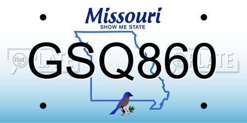 GSQ860 Missouri License Plate