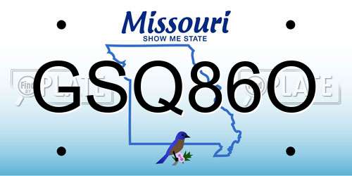 GSQ86O Missouri License Plate
