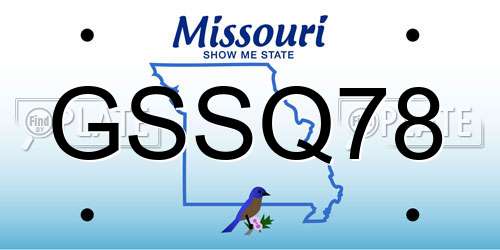 GSSQ78 Missouri License Plate
