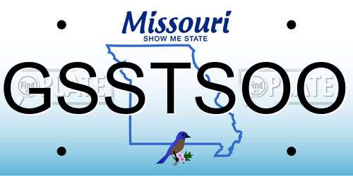 GSSTSOO Missouri License Plate