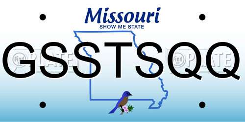 GSSTSQQ Missouri License Plate