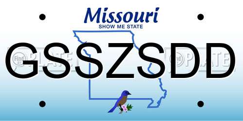 GSSZSDD Missouri License Plate