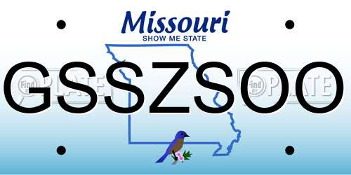 GSSZSOO Missouri License Plate