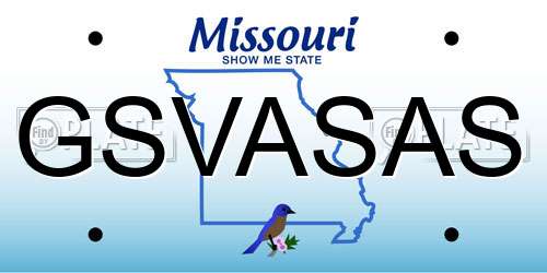 GSVASAS Missouri License Plate