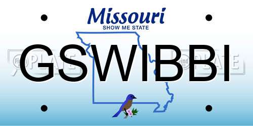 GSWIBBI Missouri License Plate