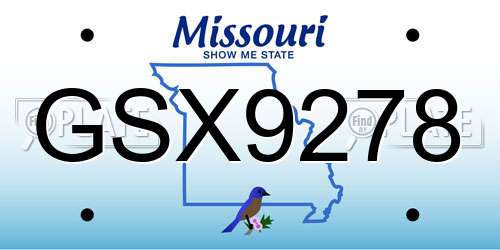 GSX9278 Missouri License Plate
