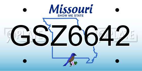 GSZ6642 Missouri License Plate