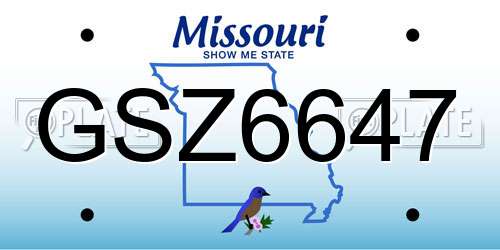 GSZ6647 Missouri License Plate