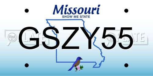 GSZY55 Missouri License Plate