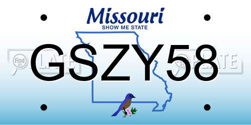 GSZY58 Missouri License Plate