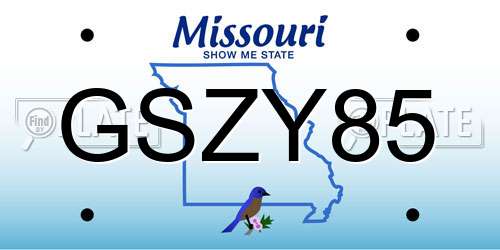 GSZY85 Missouri License Plate