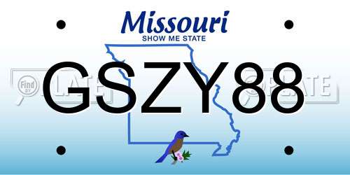 GSZY88 Missouri License Plate