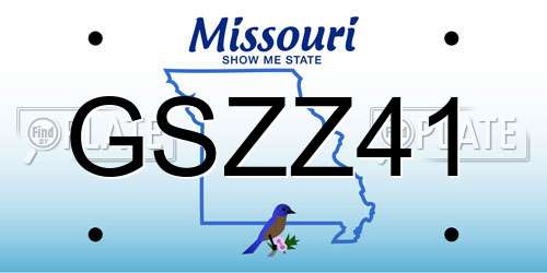 GSZZ41 Missouri License Plate