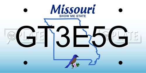 GT3E5G Missouri License Plate