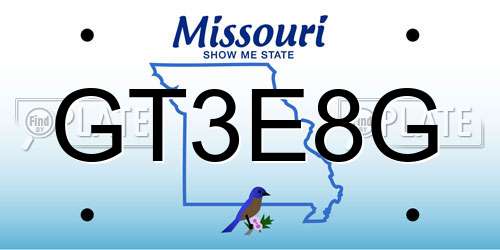 GT3E8G Missouri License Plate