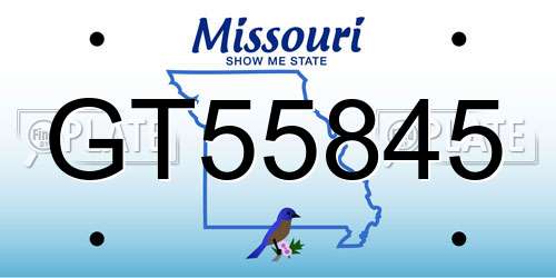 GT55845 Missouri License Plate