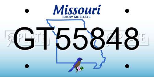 GT55848 Missouri License Plate