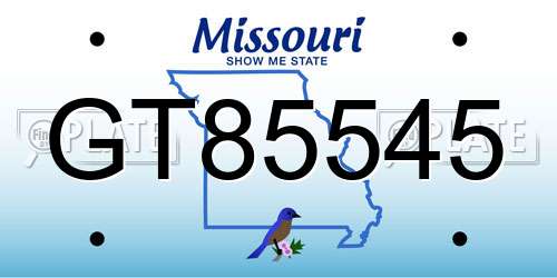 GT85545 Missouri License Plate
