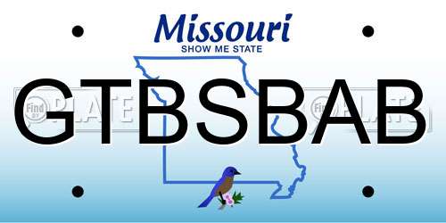 GTBSBAB Missouri License Plate