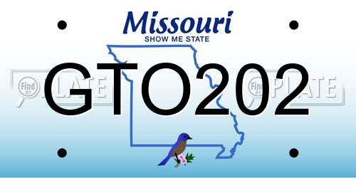 GTO202 Missouri License Plate