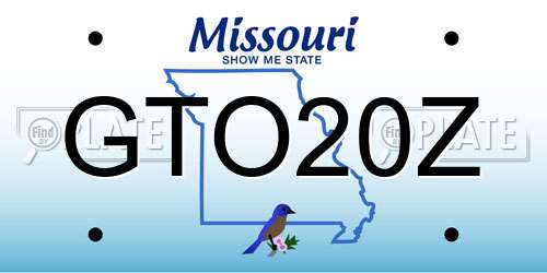 GTO20Z Missouri License Plate