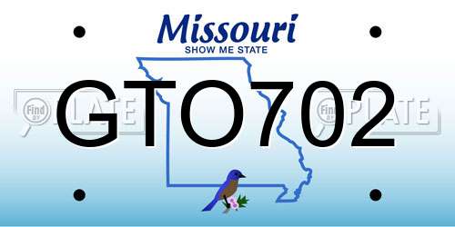 GTO702 Missouri License Plate