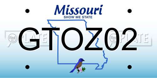 GTOZ02 Missouri License Plate