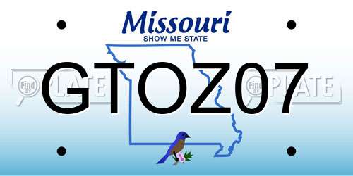 GTOZ07 Missouri License Plate